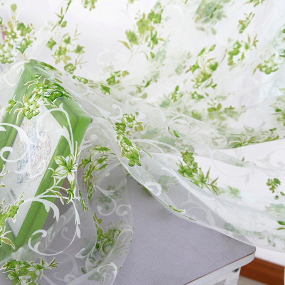Прозрачная занавеска с цветочным принтом, тюль, вуаль, драпировка, подзор из 1 панели, ткань