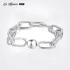 Unisex Genuine Silver Plating Round Clasp Bracelet Chain Wrist Fine Jewelry Diy Making Ornaments Fit Bead Charms