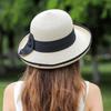 Летняя пляжная соломенная шляпа, женская пляжная шляпа с бантом, большой солнцезащитный козырек, крутая шляпа с керлингом