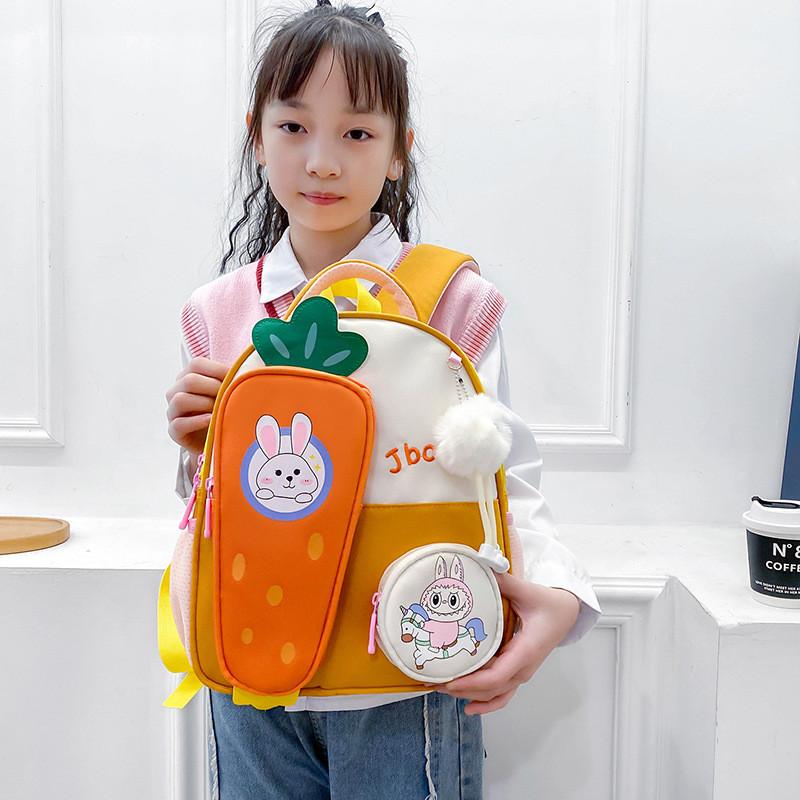 Eyecatching Cartoon Carrot Backpack For Young Children Made Of Quality Canvas Material