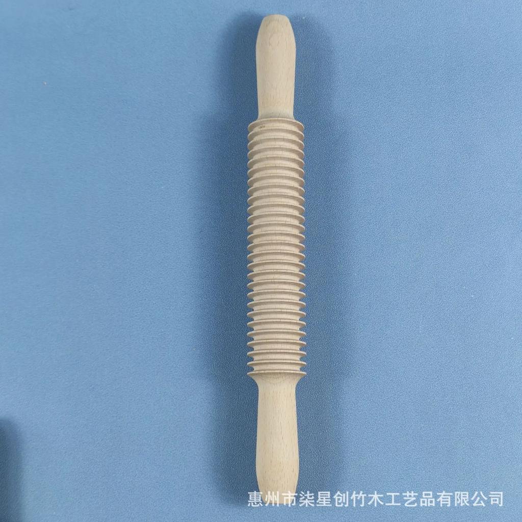 Wooden Rolling Pin Bread Pastry Dough Cutter Rolling Roller 2-in-1 Rolling Pin Screw Thread Design Kitchen Cooking Baking Tools