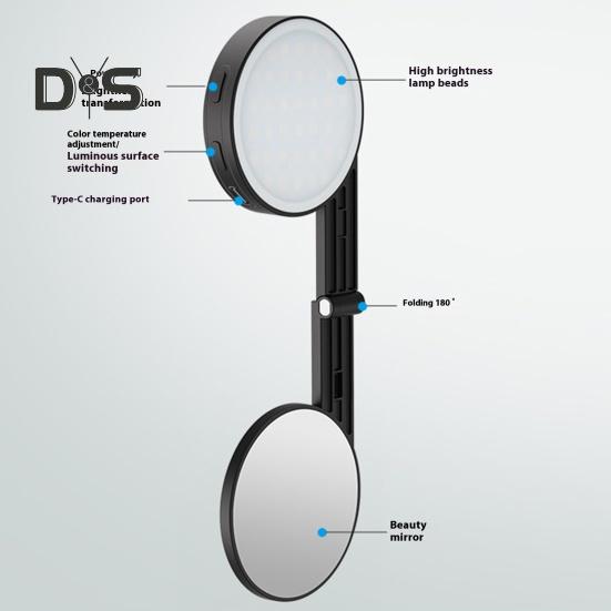 Магнитный заполняющий свет с зеркалом, 3 режима освещения, регулируемая яркость, компактный дизайн, светодиодный светильник для селфи, перезаряжаемый светильник для видеоконференций