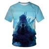 Summer Round Neck 3D Godzilla Pattern Printed Top Fashionable Casual Short Sleeved Children's Boy T-shirts