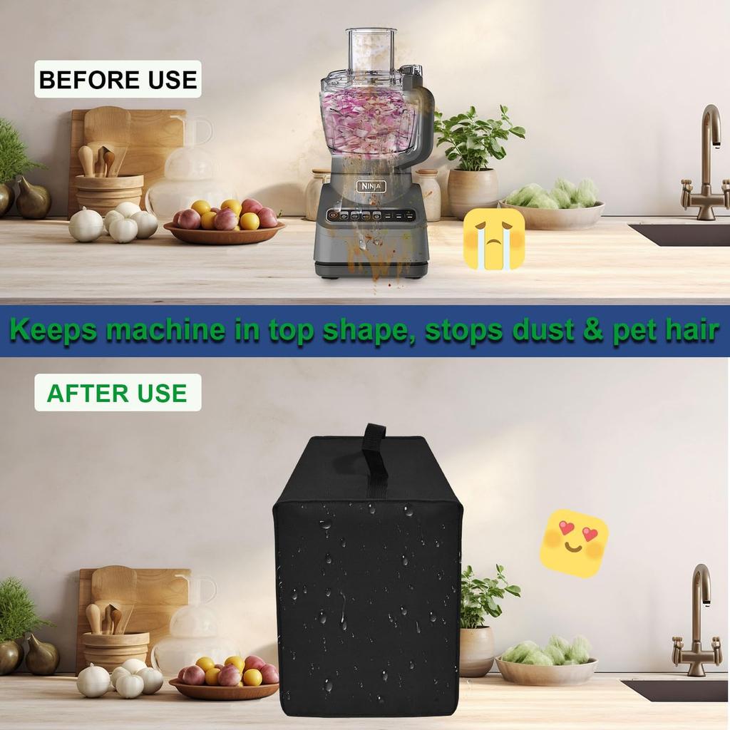 Food Processor Cover for Ninja, Heavy Duty Waterproof Dustproof Food Processor Protective Cover Case for Ninja Food Processors Plus 9-Cup, BN601/XL