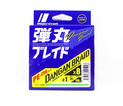 Major Craft Dangan Плетёная Леска X8 150м П.Э 1 Зелёная DB8-150/1GR/20lb (5928)