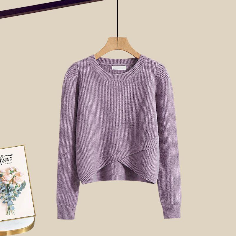 Весенний костюм женский 2 новых большого размера носить темперамент вязаный свитер юбка Маillard носить полный комплект