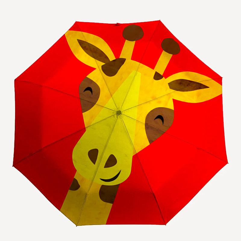 1pc Giraffe Head Automatic Open/Close Umbrella 8-Rib Strong Frame, Portable Travel Umbrella for Women & Men, Birthday Gift Parties 015