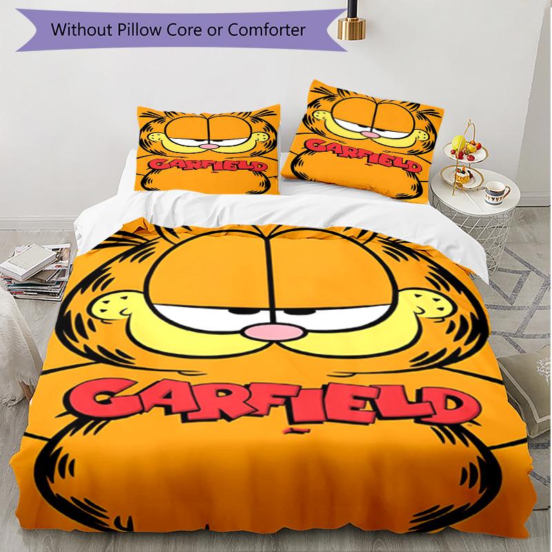 3pcs Duvet Cover Set (1*Duvet Cover + 2*Pillowcase, Without Core), Garfield Print Soft All‑Season Bedding Set, Home Bedroom Decor Gift