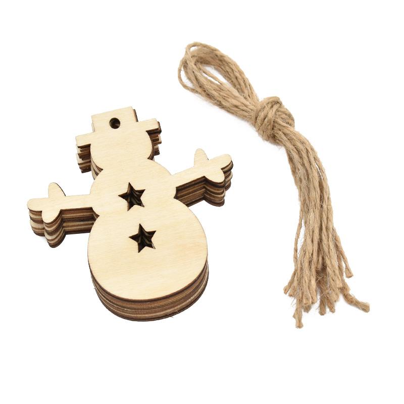 10Pcs Christmas Wooden Round Baubles Tags Christmas Tree Hanging Balls Decoration Kids DIY Craft Ornaments Navidad New Year 2024