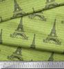 Soimoi Зеленая японская креп-сатиновая ткань с текстом и архитектурным принтом Эйфелевой башни, 1 метр 42 дюйма