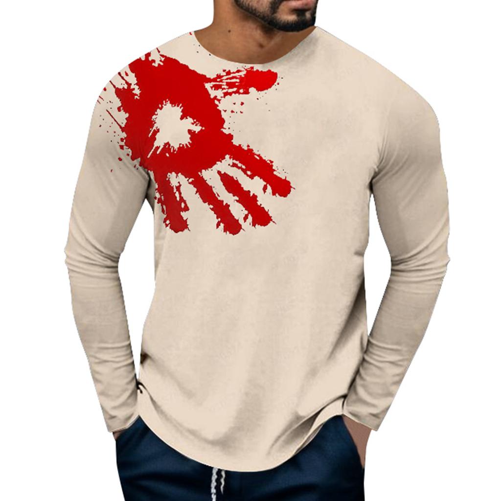 Персонализированная 3D цифровая печать отпечатка руки мужская футболка с длинными рукавами универсальный модный топ