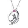 Choose Your Birthstone Necklace for Popular Cat Moon Silver Pendant Crescent MIP1176WEB Rhodolite (Mirai-tenshi) Women, Brand, [Cat Moon] (January