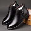 Men's New Winter Men's Cashmere Warm Chelsea Leather Shoes Business Casual High Top Cotton Shoes D560