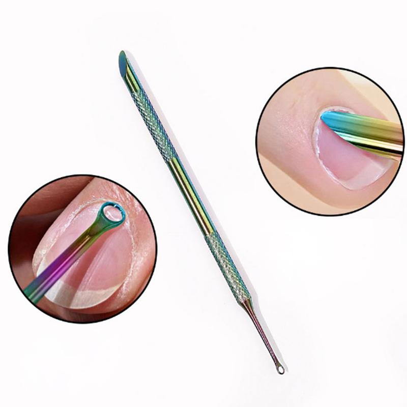 1 шт. Двусторонний толкатель для кутикулы из нержавеющей стали, маникюрный инструмент для удаления омертвевшей кожи