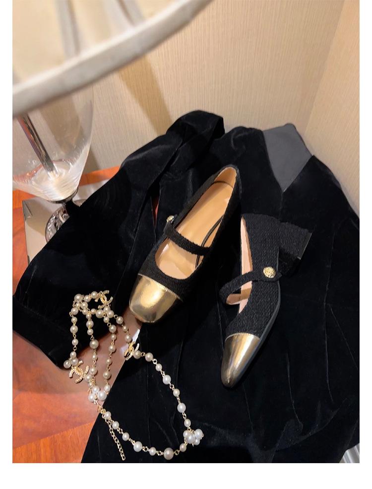 Sheepskin version Xiaoxiangfeng shoes woolen high heels women's one-button thick heel Mary Jane shoes versatile shoes light mouth single shoes