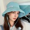 Korean Version Of Fresh Striped Bucket Hat Spring And Summer Thin Women'S Outdoor Sunshade Lace-Up Big Eaves Foldable Sun Cap