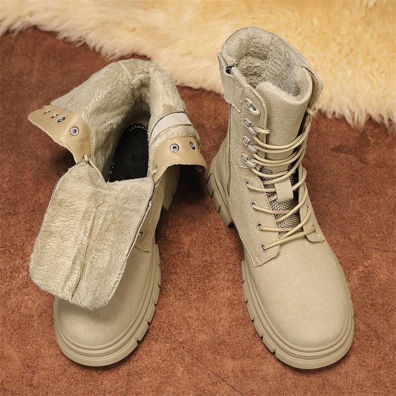 Stylish Winter Men Ankle Boots Autumn High Quality Sneaker Leather Plush Snow Desert Boots Work Shoes Men Outdoor Snow Boots