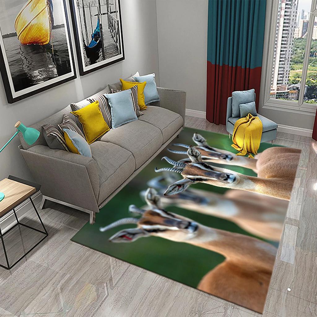3D Ковер Антилопа Прекрасный Ковер с Животным для Ванной Комнаты Кухни Прихожей Противоскользящий Напольный Ковер Украшение Гостиной Спальни Придверный Коврик