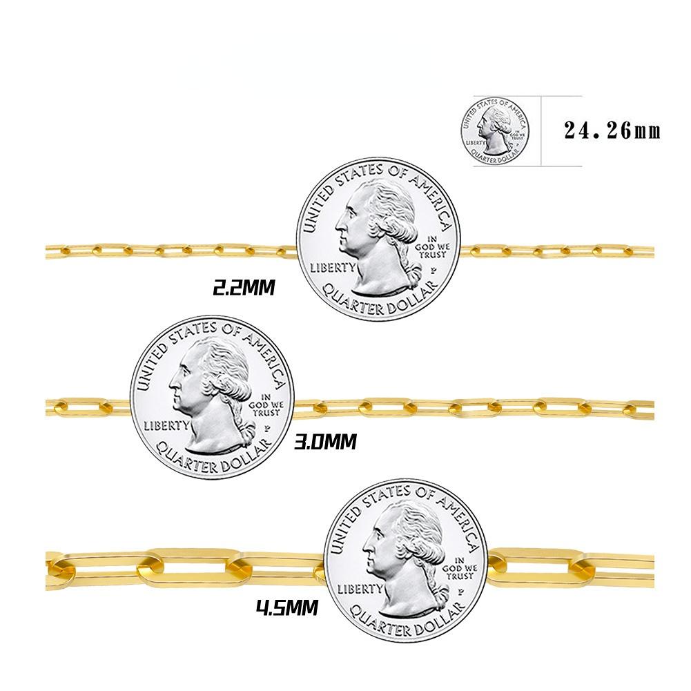 S925 Sterling Silver Necklace Gold 2.2*6 Paper Clip Clavicle Chain