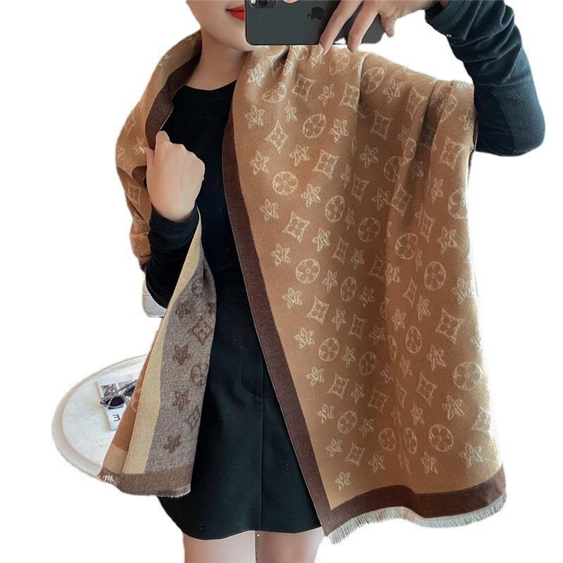 Winter Imitation Cashmere Scarf Women's Autumn and Winter Long Outer Air Conditioner Shawl Double-sided Warm Scarf
