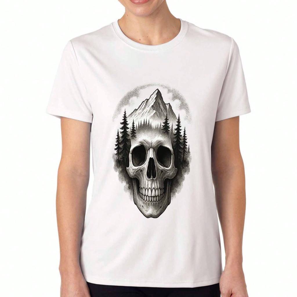 Skull Graphic Wounisex's Cotton T Shirt, Premium Cotton Print, Durable, Casual & Stylish, Featuring Artistic Skull Designs For A Unique And Fashionabl