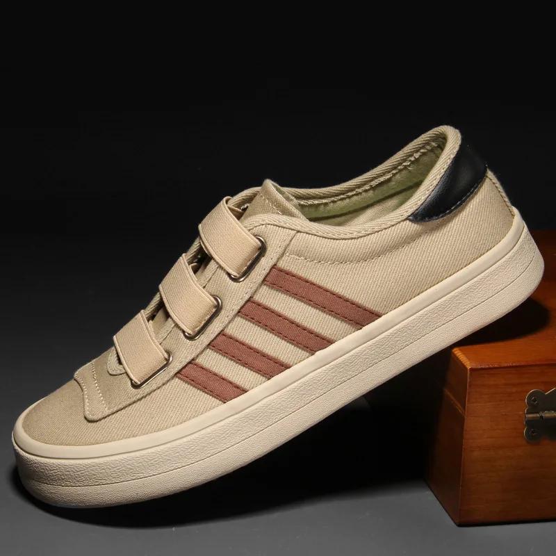 Эластичная резинка Холщовые мужские вулканизированные туфли Совершенно новые Джокер Простые лоферы Повседневные Износостойкие Тренд Дизайнерские балетки
