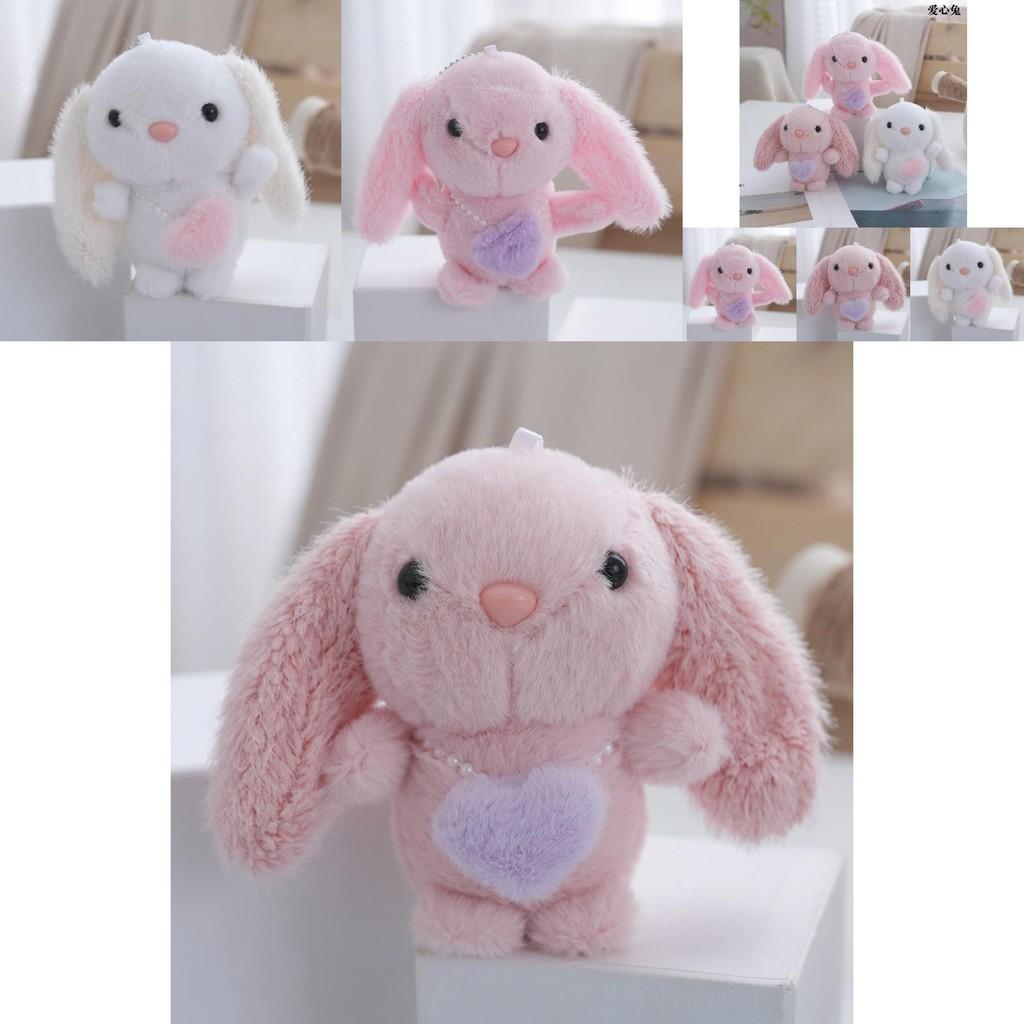 Charming Pink Plush Bunny Keychain Miniature Cuddly Doll Perfect For Children's Presents