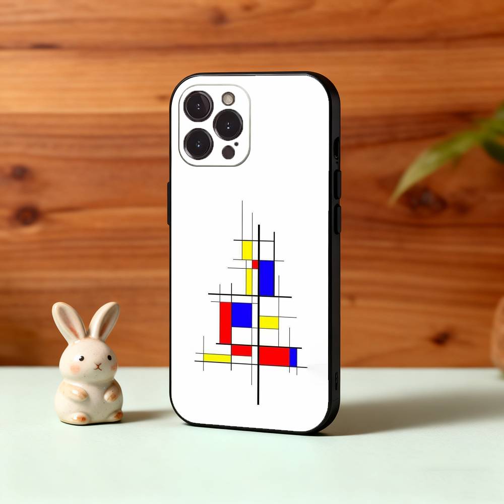 Абстрактные формы в стиле Мондриан-Баухаус Чехол для телефона Для iPhone17,16,15,14,13,12,Plus,Pro Max, 5G Другие Мягкий Черный Чехол