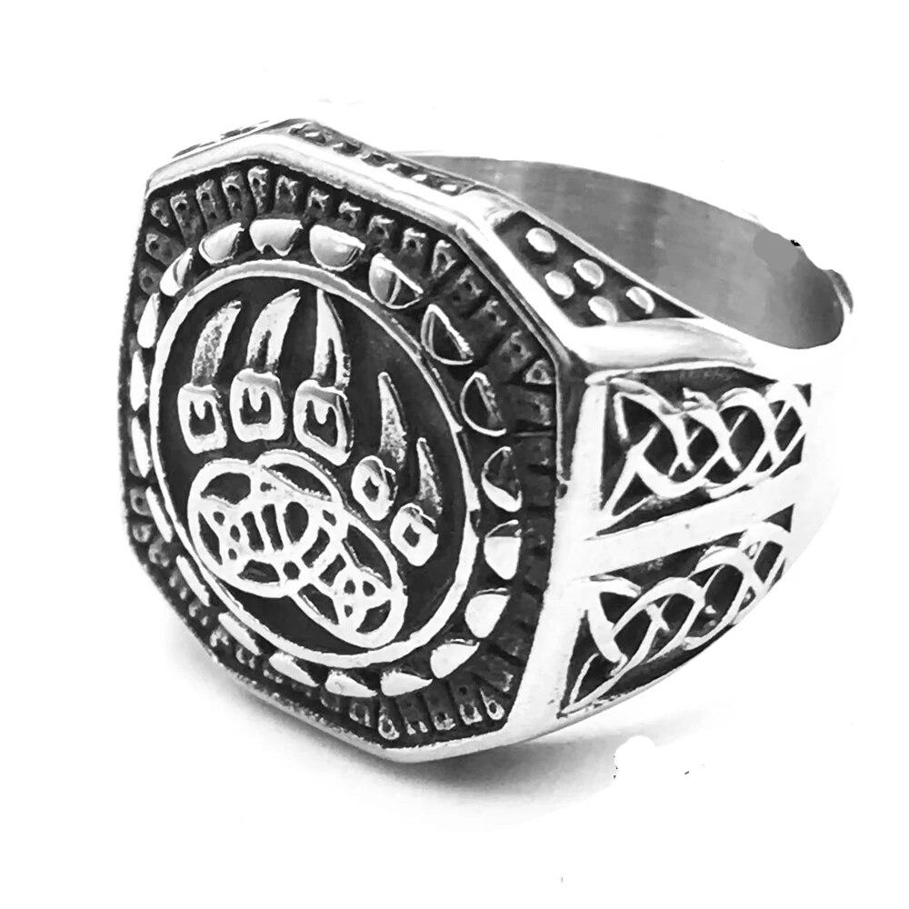 Men Biker Nordic Viking Rings Stainless Steel Retro Nordic Ethnic Belief Odin Viking Rune Ring Men Amulet Jewelry