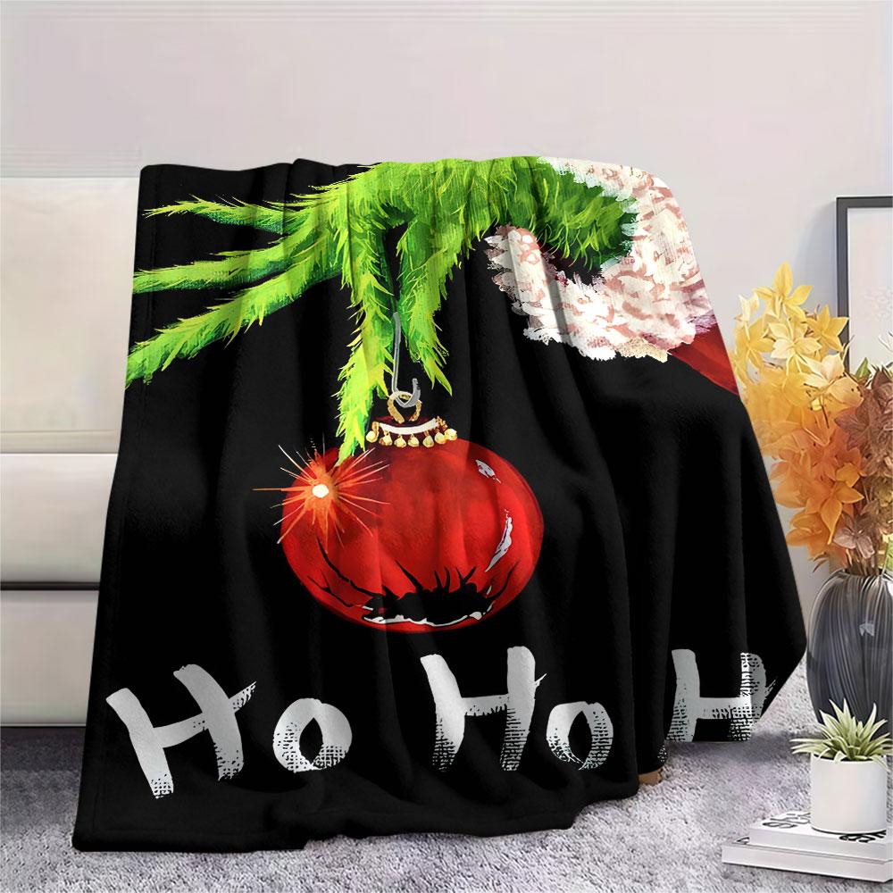 Christmas Grinch Cartoon printing Flannel Blanket Bedroom Sofa Camping Warm blanket Gifts for family and friends-MJ017