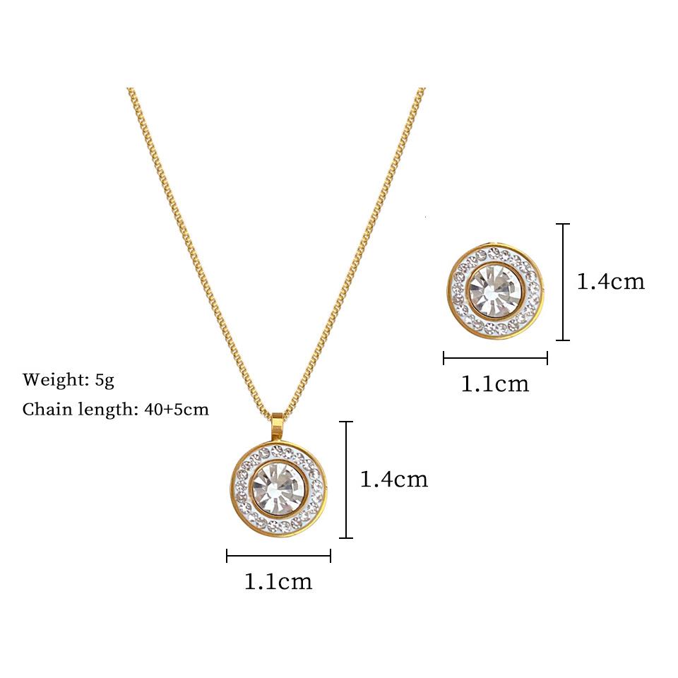 ZAKOL Блестящий Кристалл Циркон Круглый Кулон Ожерелье Серьги для Женщин Изысканная Цепочка из Нержавеющей Стали 2 Шт. Набор с Цирконом