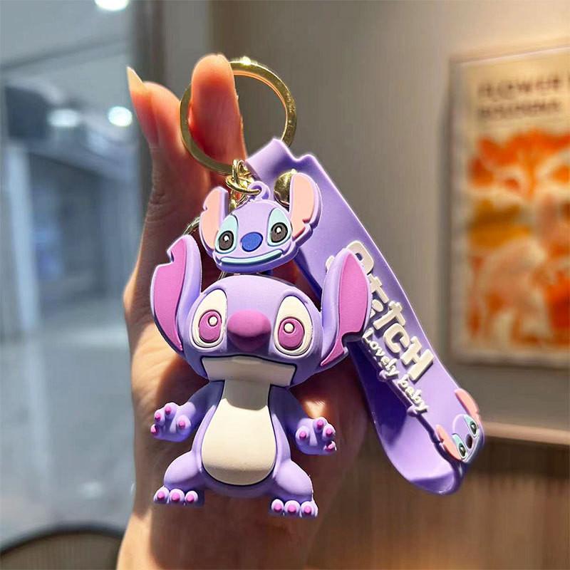 Adorable Cartoon Stitch Keychain Cute Silicone Bag Charm Creative Car Key Ring