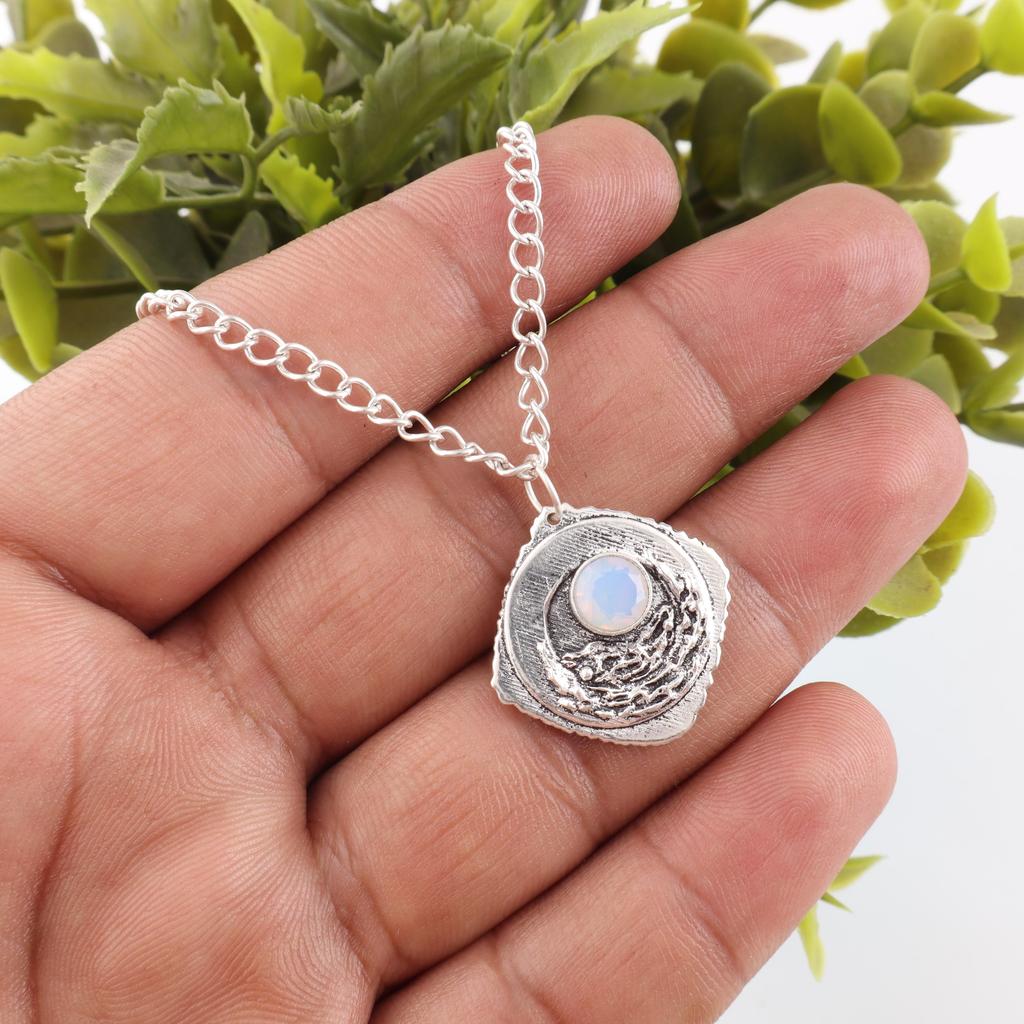 Подвеска из цельного серебра 925 пробы с молочным опалом, ювелирные изделия с подвеской из драгоценных камней ручной работы, подарки для жены, абсолютно новый кулон