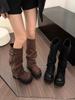 European and American Style Heightening Thick-soled Boots Women's 2025 Autumn and Winter New Models But Knee Boots High Knight Boots
