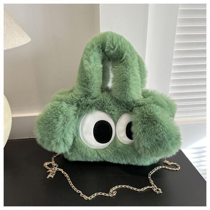 Plush Women's Bag Cute Big-eyed Dog Chain Bag New Spring Tote Bag Big-eyed Plush Bag Single Shoulder Oblique Span Bag