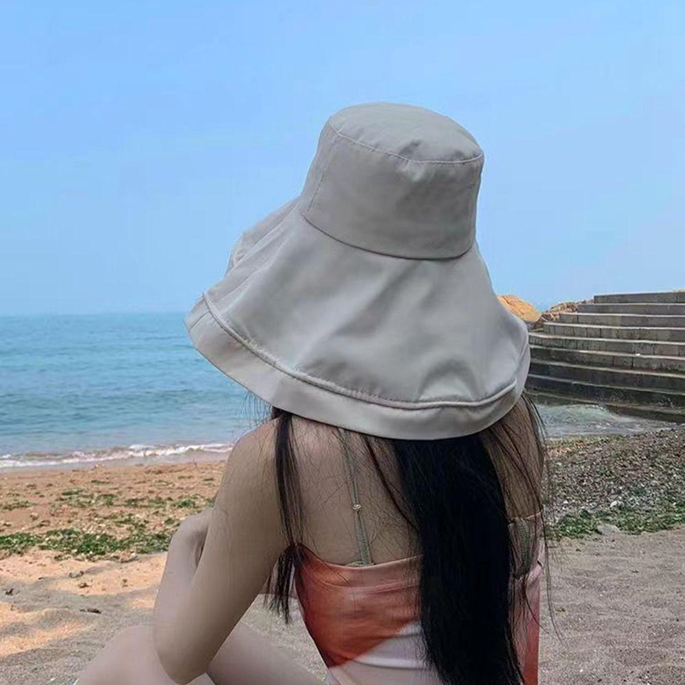 Шляпа женская летняя пляжная однотонная с широкими полями дорожная шляпа от солнца шляпа-ведро шляпа рыбака женская кепка