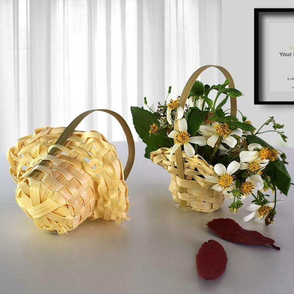 With Handle Flower Arrangement Basket Party Supplies Handheld Baskets Weaving Basket Flower Shop