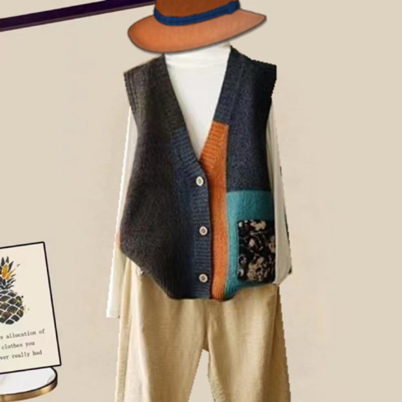 Вязаный жилет в стиле ретро, кардиган свободного кроя, осенне-зимний дизайн, жилет-свитер для женщин, верхняя одежда, майка