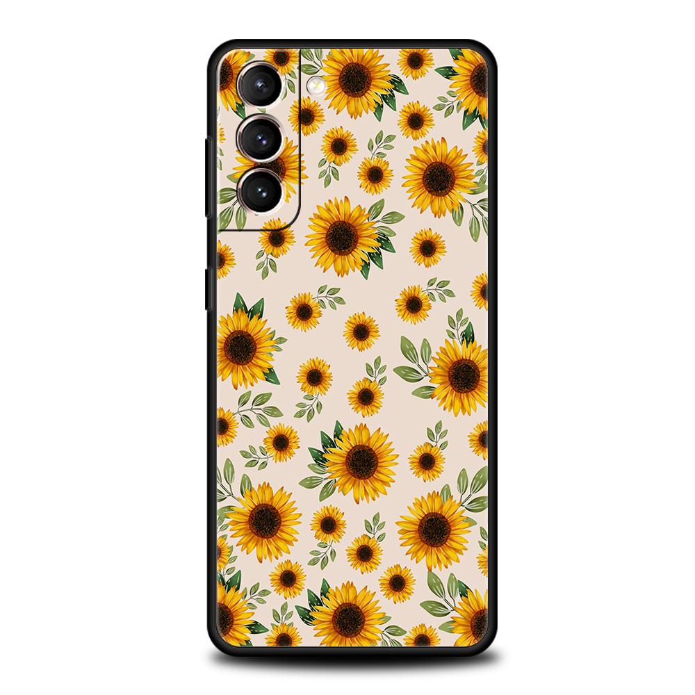 Чехол-обложка для телефона Samsung Galaxy S25 Edge S24 S23 S22 S20 S21 FE Ultra S10 S10E Plus 5G Мягкий ТПУ Чехлы Сумки с рисунком Подсолнух