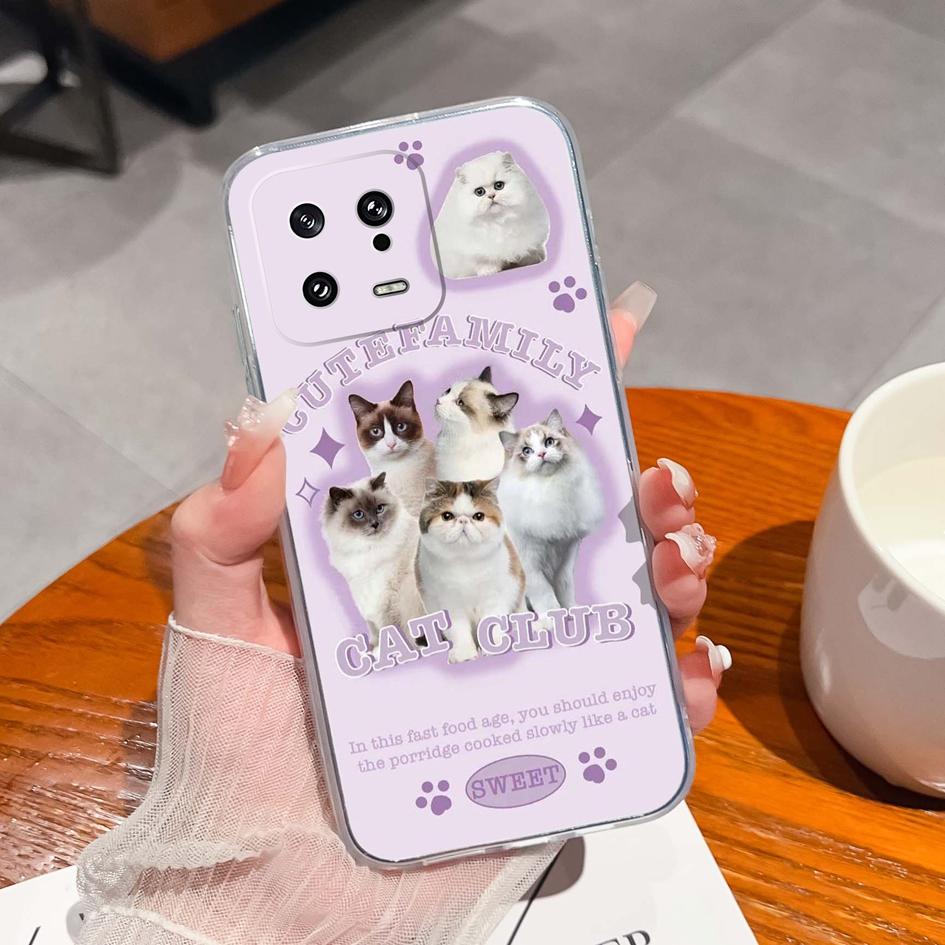 Для Xiaomi 13 14 12 12S 12T 12X Ultra Lite Poco M7 X7 Pro чехол для телефона милый мультяшный рисунок животного прозрачный силиконовый защитный чехол для Xiaomi Capa
