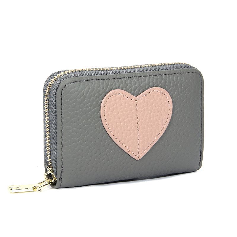 Top Grain Cowhide Heart Wallet with Multi-Card Slots and Large Capacity - Genuine Leather Accordion Card Holder