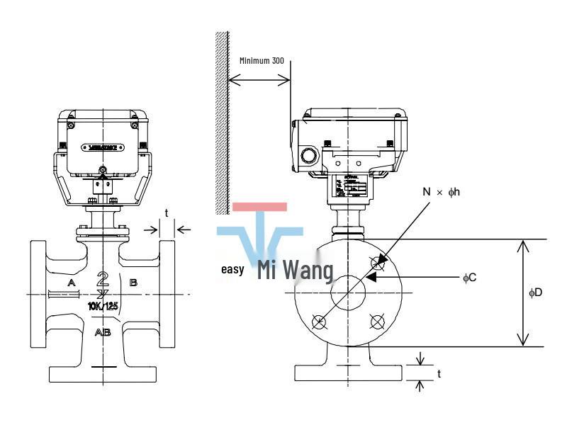 Azbil Electric Three-Way Valve VY5450L0051/0061/0081