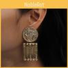 Contemporary Geometric Gold Metal Earrings With Relief Design For Collectors