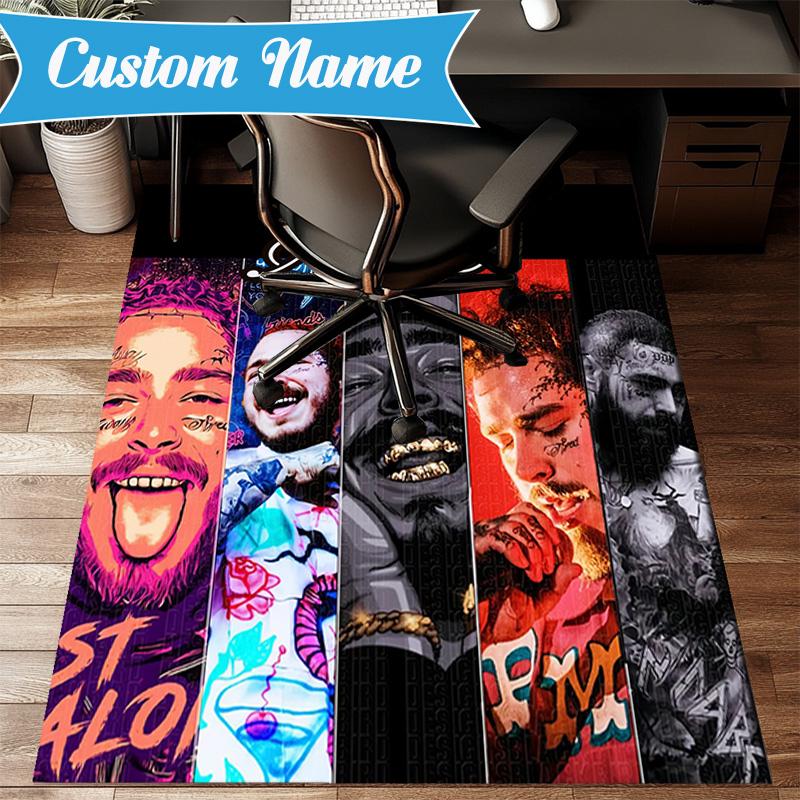 Custom Name Post Malone Artwork Rug Game Carpet, Floor Mat for Bedroom Living Room Entryway Rug, Home Decor Idea Gift for Christmas birthday