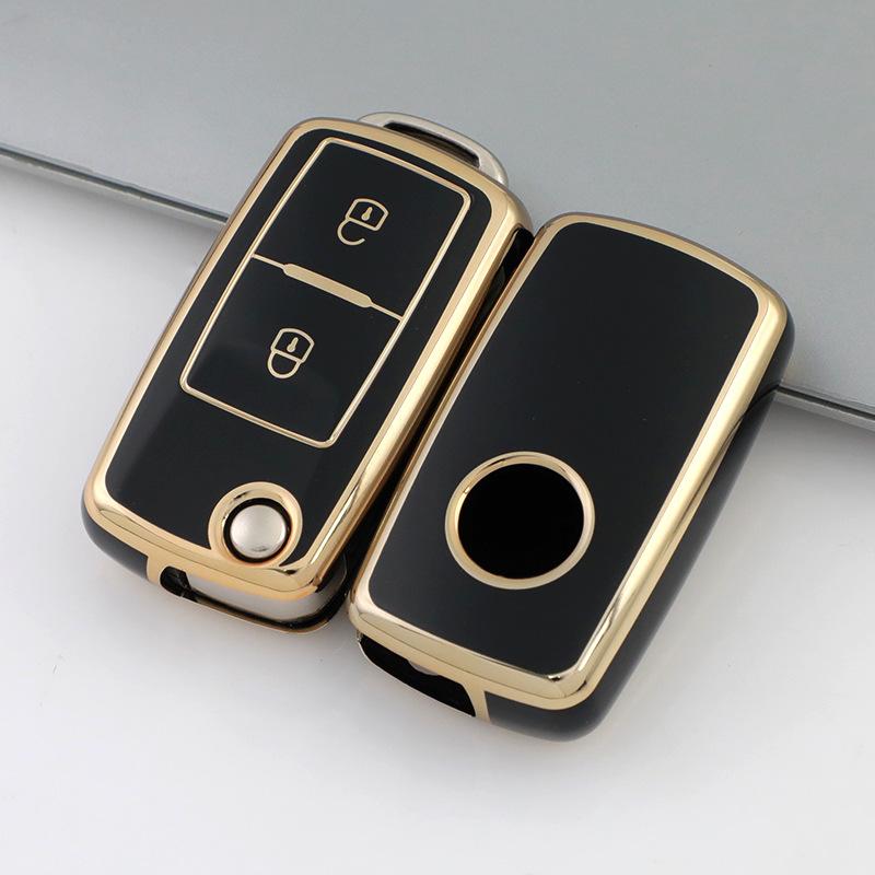Для VW Volkswagen MK4 Bora Golf 4 5 6 Jetta Passat Polo Bora Touran Skoda Seat ТПУ 2 кнопки ТПУ чехол для ключей от машины чехол в виде ракушки брелок
