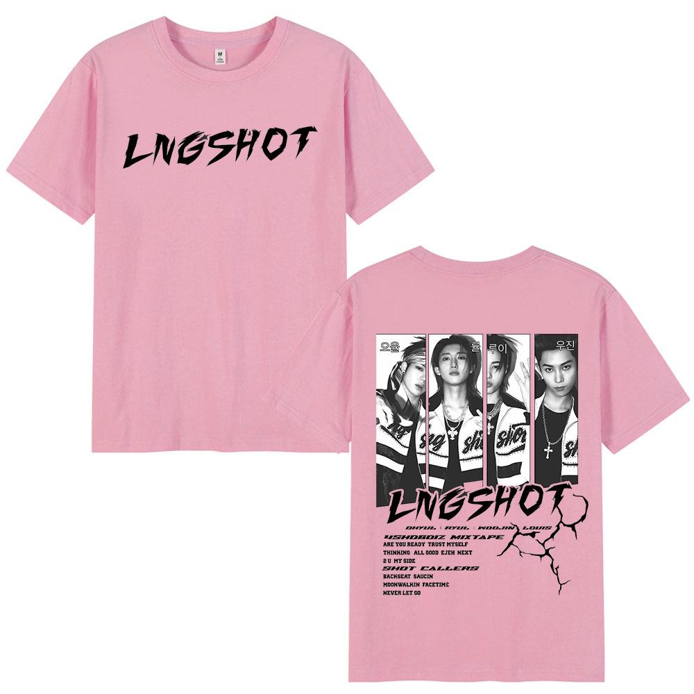 Корейский Kpop Lngshot OHYUL RYUL WOOJIN LOUIS Футболка Унисекс Женская Одежда Мода Хип-Хоп Футболка с Коротким Рукавом Хлопковый Топ Подарки для Фанатов