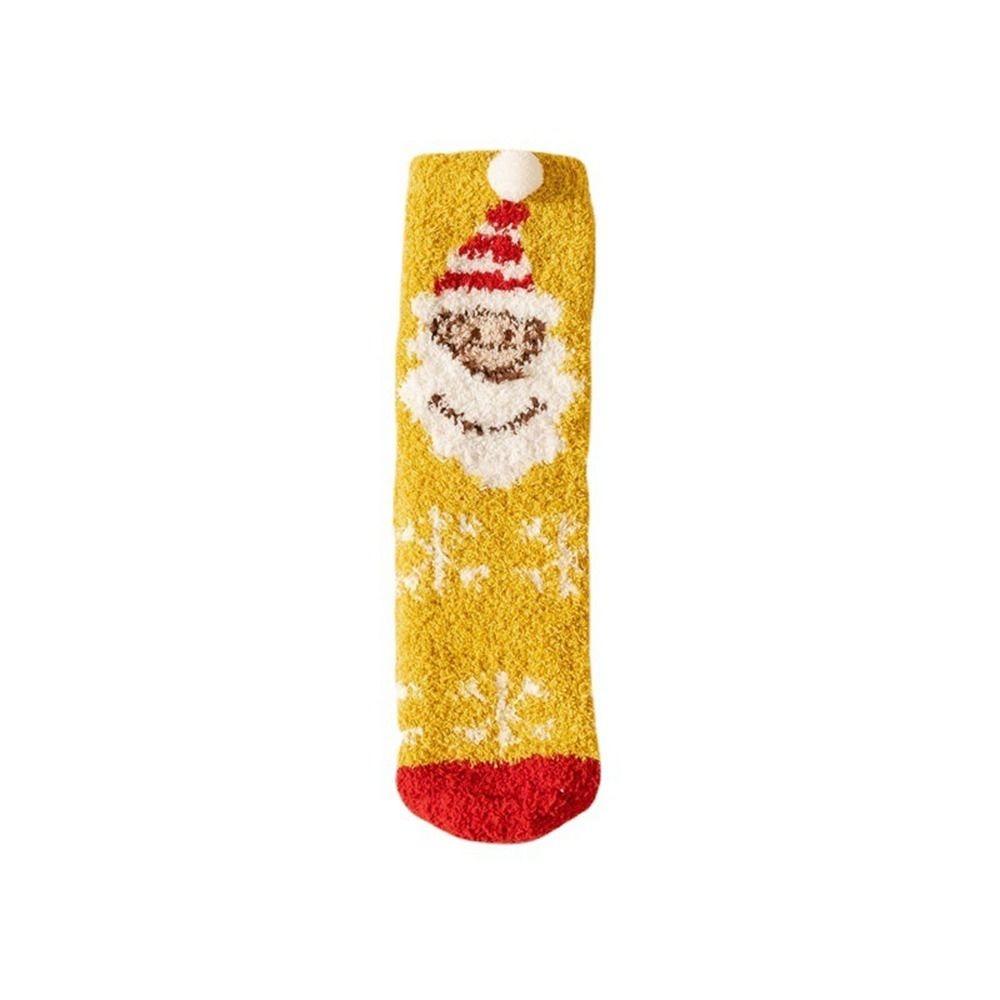 Cartoon Floor Sleep Socks Snowman Winter Red Green Elk Coral Velvet Socks Middle Tube Socks Women Hosiery Christmas Socks