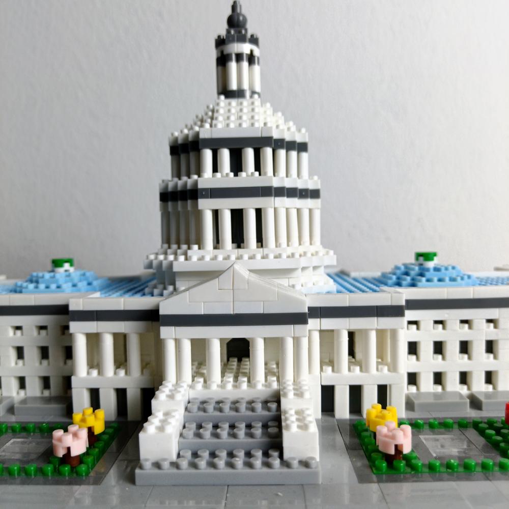 KNEW BUILT Capitol City Construction Белый дом Микро Строительные Блоки Мини Архитектура США Игрушки для Взрослых и Детей Собираемые Кубики
