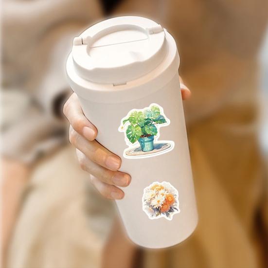50 шт./компл., ручная роспись, наклейка с цветком и растением, самоклеящаяся, водонепроницаемая, из ПВХ, чехол для телефона «сделай сам», чашка, багаж, скейтборд, ноутбук, наклейка для скрапбукинга