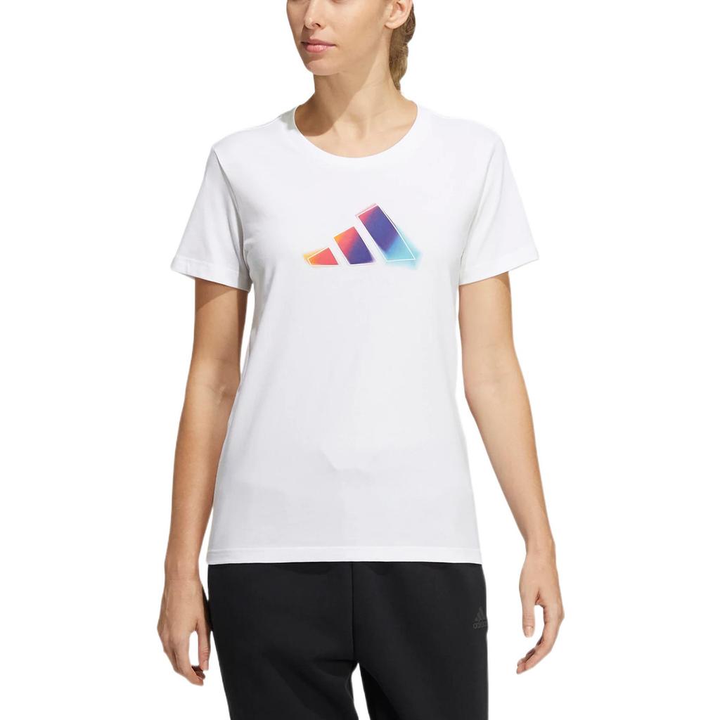 Adidas T Shirts Women's White Crew Neck Moderate Straight Fit HE9979